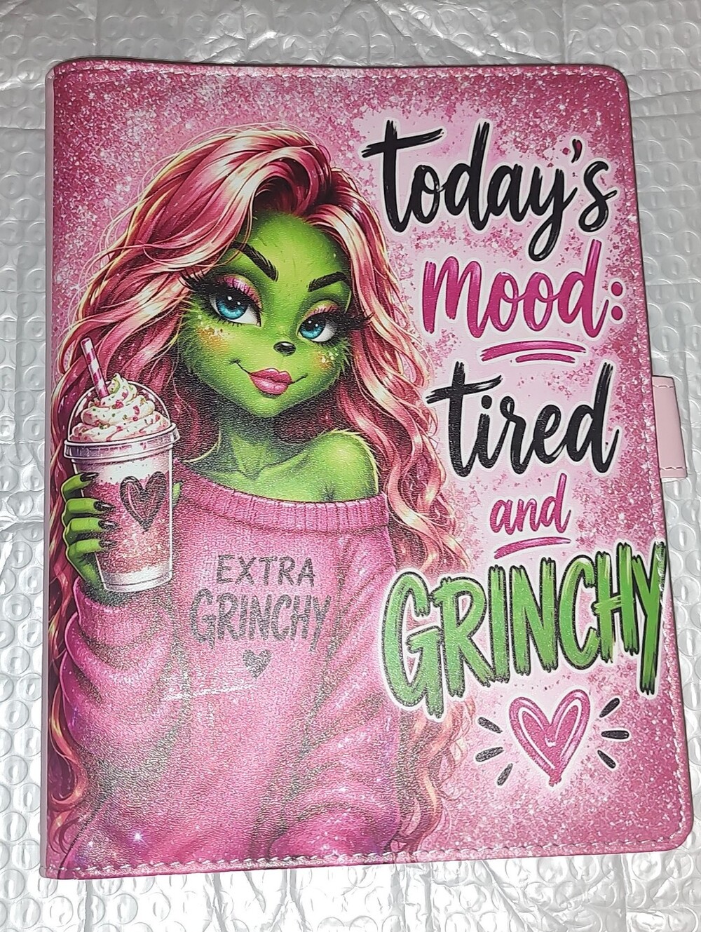 New! A5 Pink Grinchy Binder Notebook With Paper
